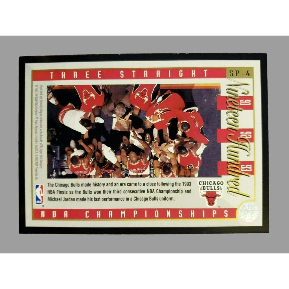 1993-94 Upper Deck MICHAEL JORDAN Three Straight '91 '92 '93 NBA Card #SP-4 HOF
